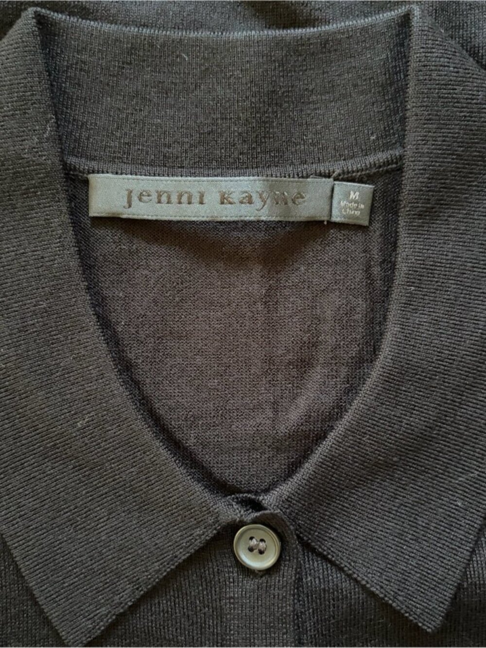 NEW Jenni Kayne Grayson Polo Merino Wool Long Sleeve Sweater Black | size M - Picture 9 of 11